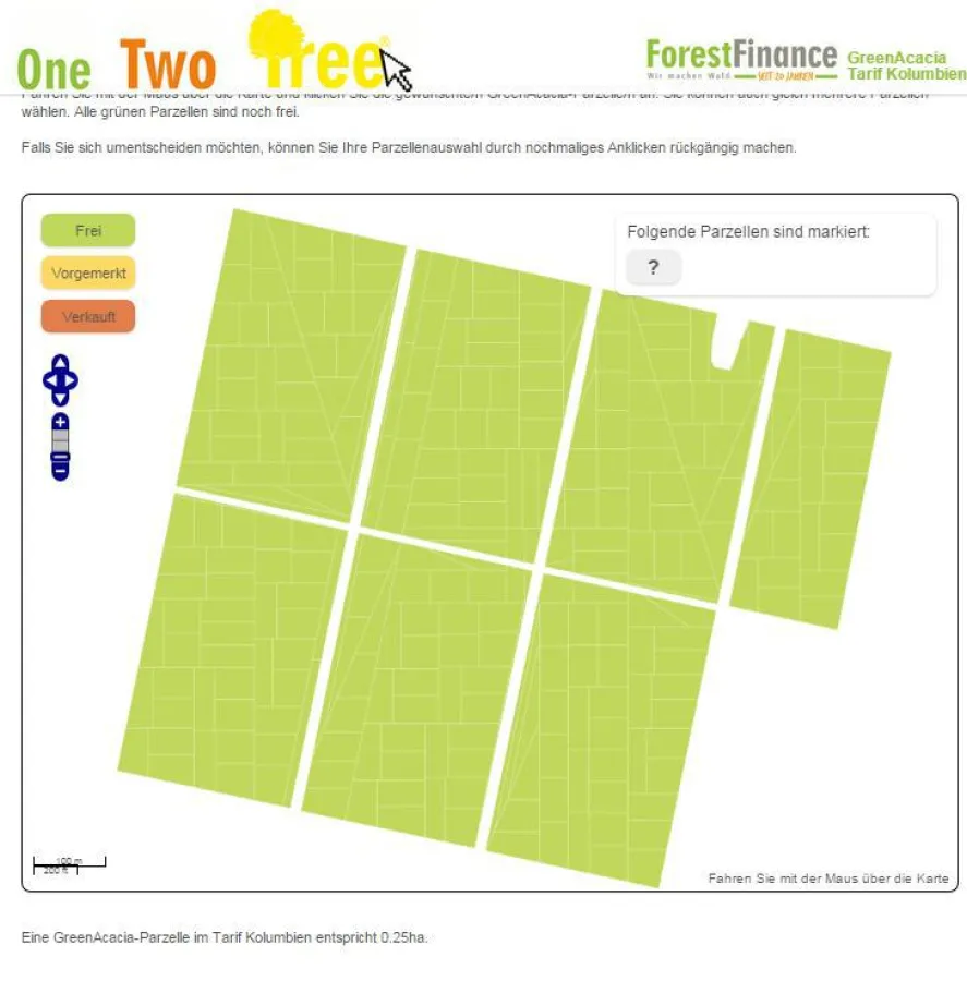 Wald online auswählen und reservieren mit One, Two, Tree!