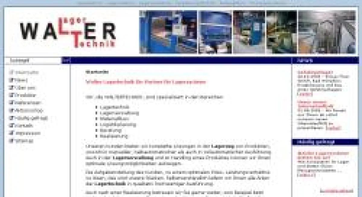 Website von Walter-Lagertechnik