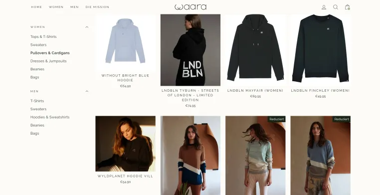 Bild:  Waara- Online-Marktplatz für nachhaltige und faire Mode