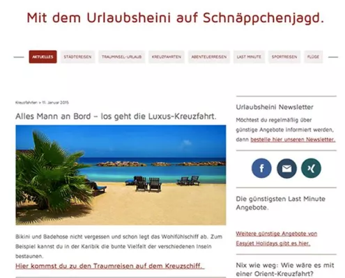 Bild: Der Urlaubsheini: Neues Urlaubs-Portal geht online.