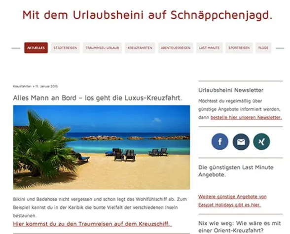 Der Urlaubsheini: Neues Urlaubs-Portal geht online. Bild: Der Urlaubsheini: Neues Urlaubs-Portal geht online.