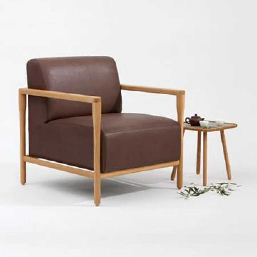 Sessel SOFT mit olivenblattgegerbtem Leder