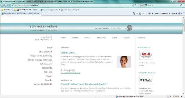 Internet-Zeitschrift schnecke-online.de startet mit neuem Outfit Bild: Internet-Zeitschrift schnecke-online.de startet mit neuem Outfit