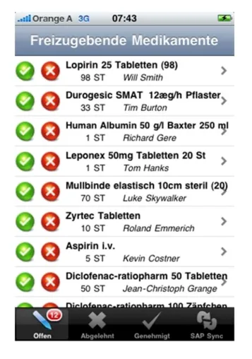 Bild: Medikamentenfreigaben mittels Fingerzeig - SNAP Consulting bringt Vidierungsprozess auf das Iphone