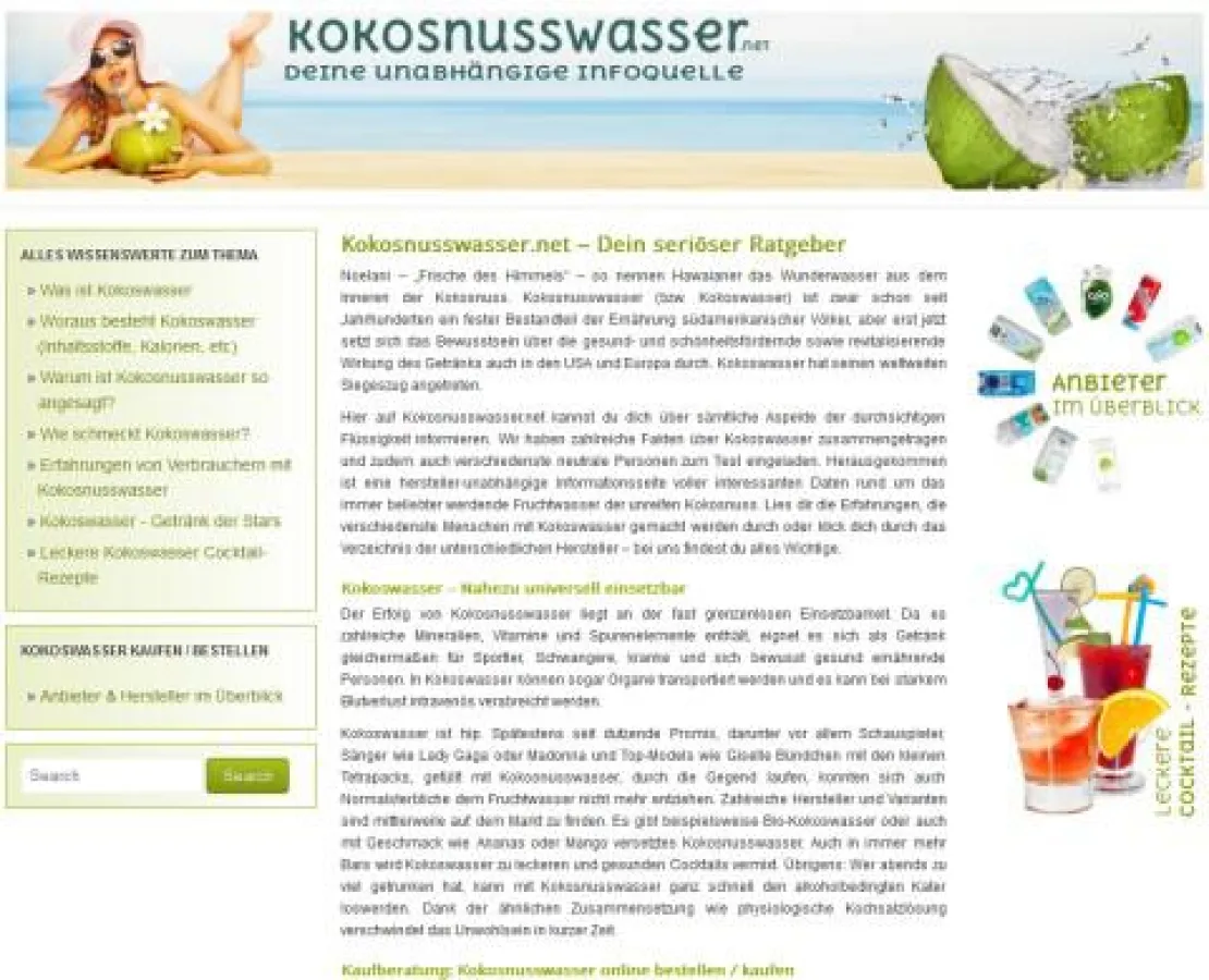 Screenshot der Webseite