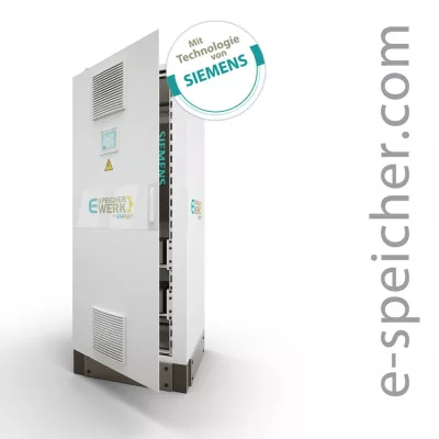 Bild: Das neue E-Speicherwerk auf Li-Ionen Basis - Leistungselektronik kommt von Siemens