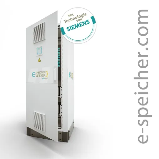 Bild: Das neue E-Speicherwerk auf Li-Ionen Basis - Leistungselektronik kommt von Siemens