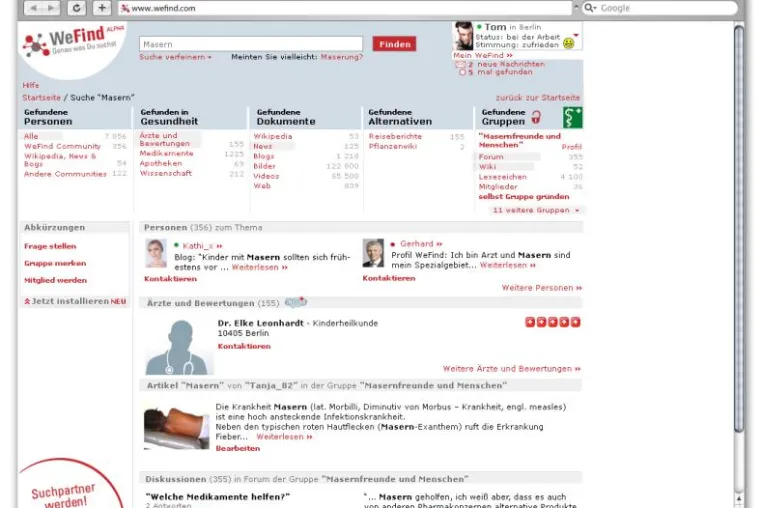 Bild: WeFind - die neue Web 2.0 Suchmaschine