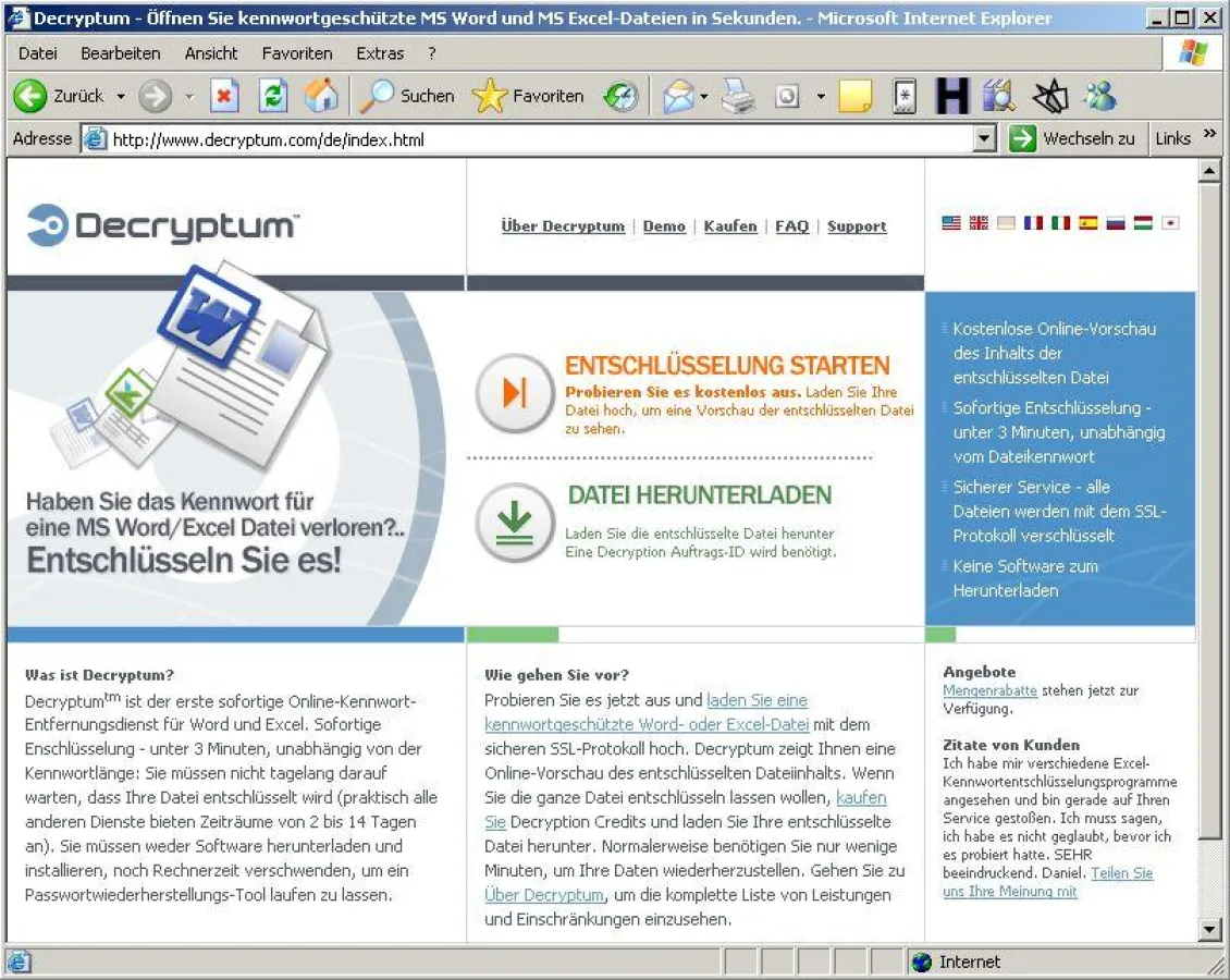 Decryptum.de knackt Kennwörter in Sekunden