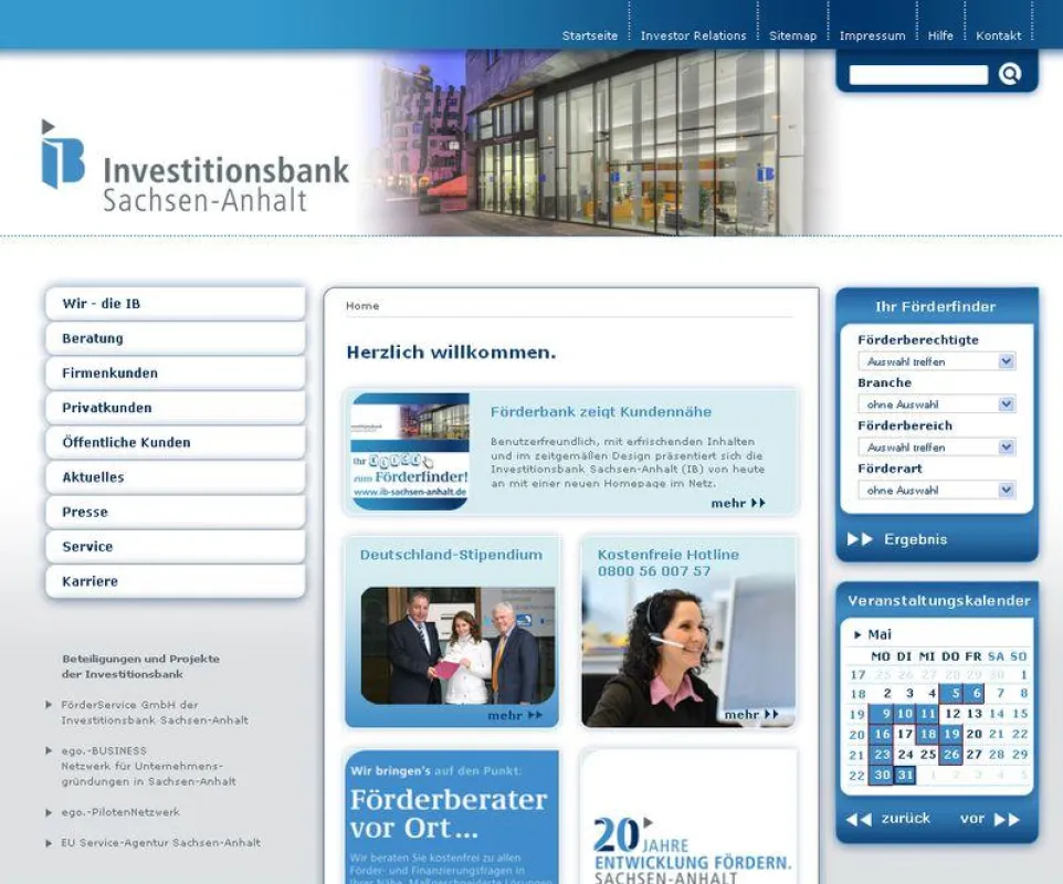 Ausschnitt Web-Portal IB Sachsen-Anhalt