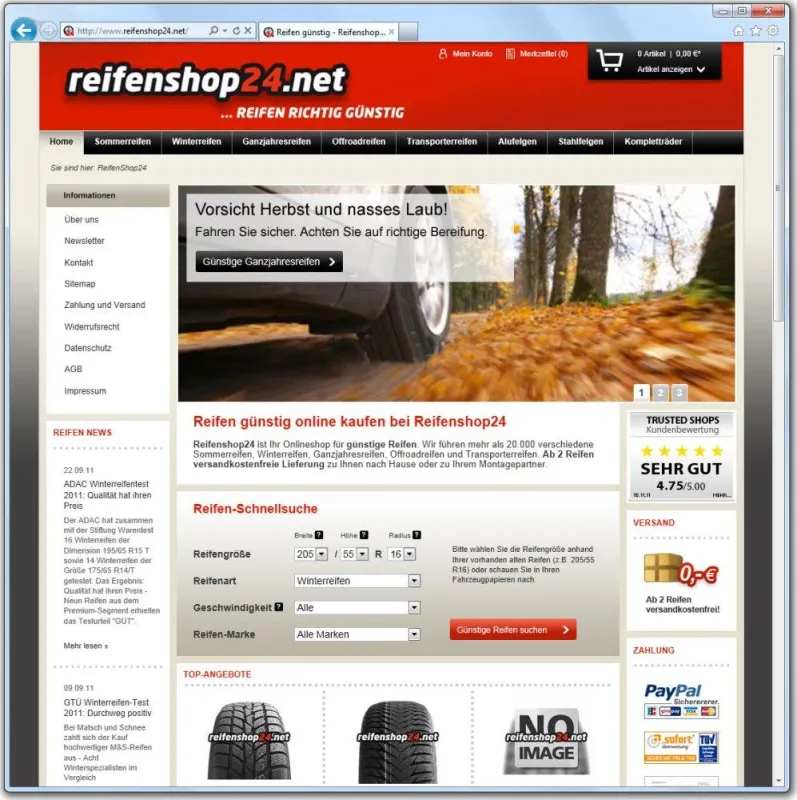 Reifenshop24 in neuem Look & Feel