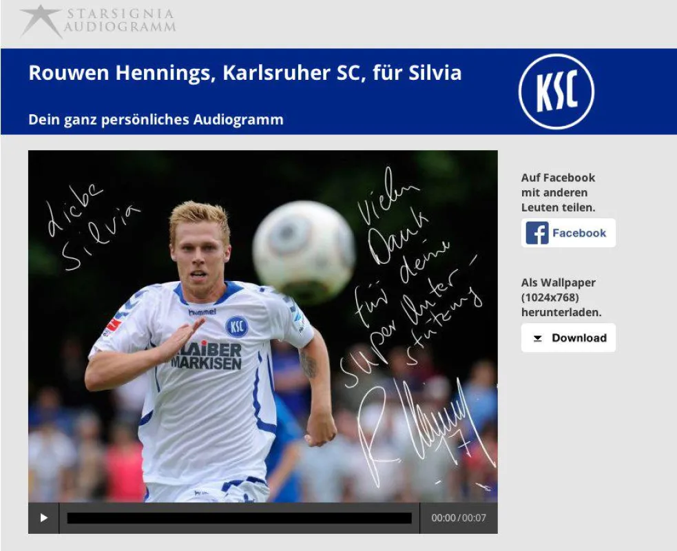 Audiogramm von Rouwen Hennings, KSC, an einen Fan