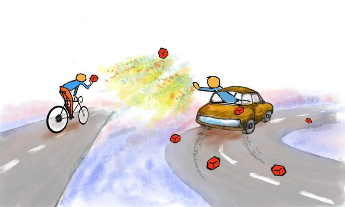 Illustration des Kopplungsprozesses zwischen einem geraden Wellenleiter und einem Lichtspeicher. Der Fahrradfahrer versucht, dem schnell fa (Zeichnungen von Yin Feng und Xuejun Huang.)