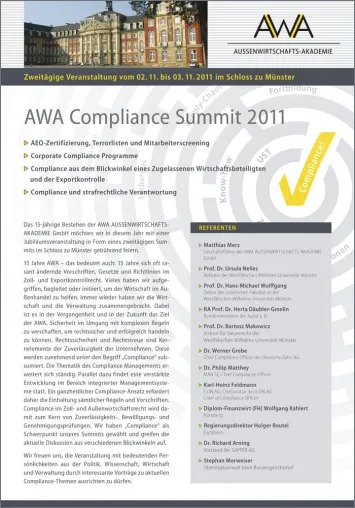 Bild: 1. AWA Compliance Summit