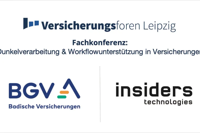 BGV und Insiders Technologies: KI-gestützte Dunkelverarbeitung steigert Effizienz in Versicherungsprozessen Bild: BGV und Insiders Technologies: KI-gestützte Dunkelverarbeitung steigert Effizienz in Versicherungsprozessen