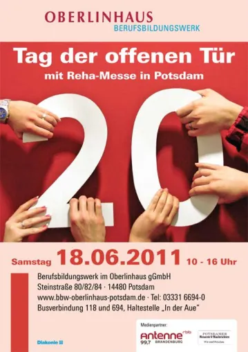 Terminankündigung 18. Juni 2011: 20 Jahre Ausbildung für Menschen mit Behinderung in Potsdam Bild: Terminankündigung 18. Juni 2011: 20 Jahre Ausbildung für Menschen mit Behinderung in Potsdam