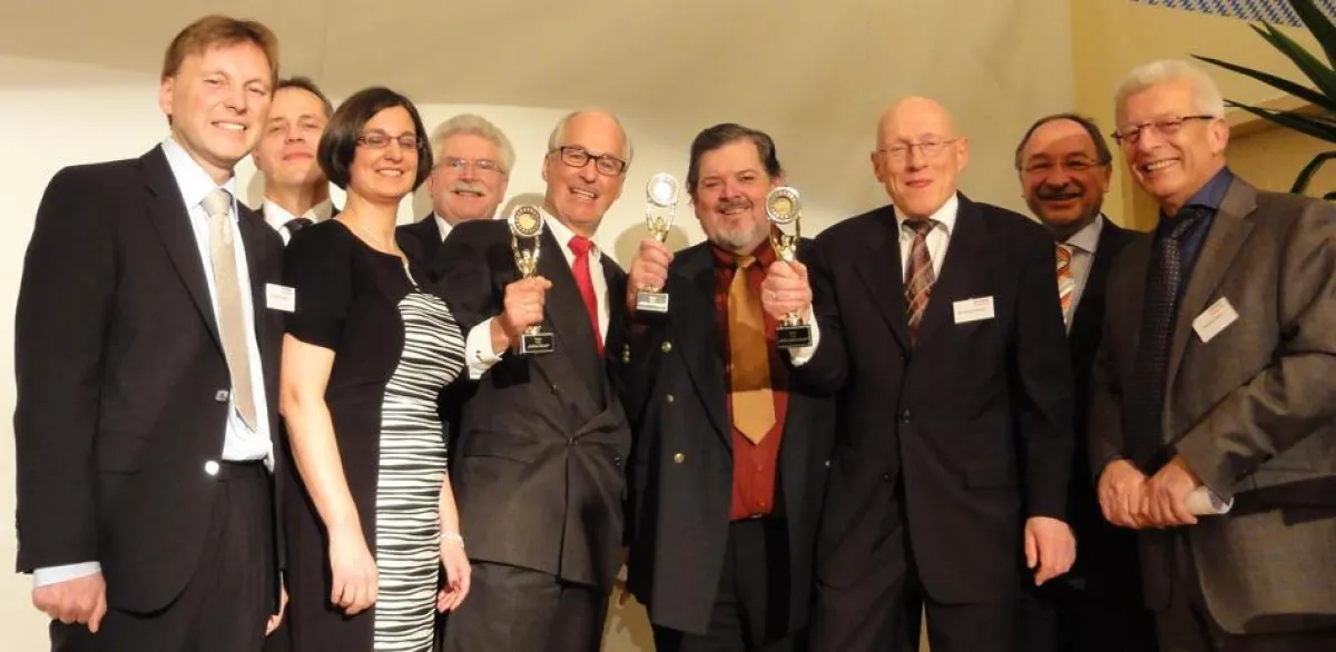 Die Altgeschäftsführer Eck, Dr. Gründl und Hoffmann mit Staatsminister Zeil und Landrat Roth