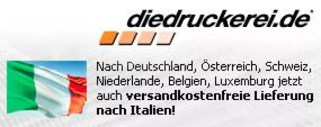 diedruckerei.de liefert Drucksachen jetzt auch nach Italien versandkostenfrei Bild: diedruckerei.de liefert Drucksachen jetzt auch nach Italien versandkostenfrei