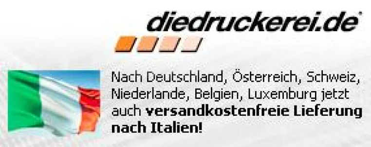 Bild: diedruckerei.de liefert Drucksachen jetzt auch nach Italien versandkostenfrei