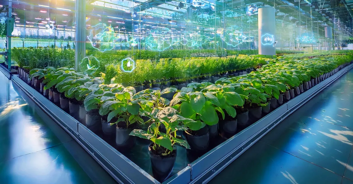 Forschungsprojekt „Gewächshaus Digital Twin“ (GDT) (© IWS GmbH, erstellt mit KI)