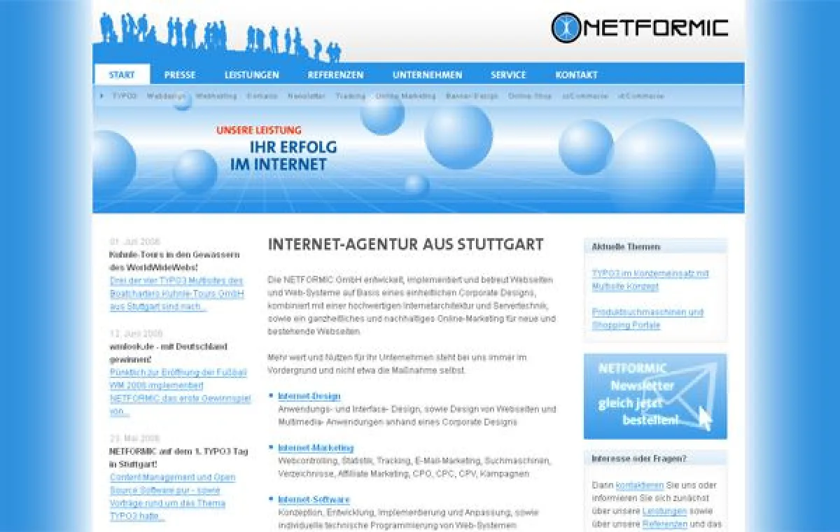Screenshot Startseite www.netformic.de