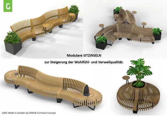 Bild: Robuste SITZBÄNKE für Wartebereiche - nachhaltig in Schweden produziert