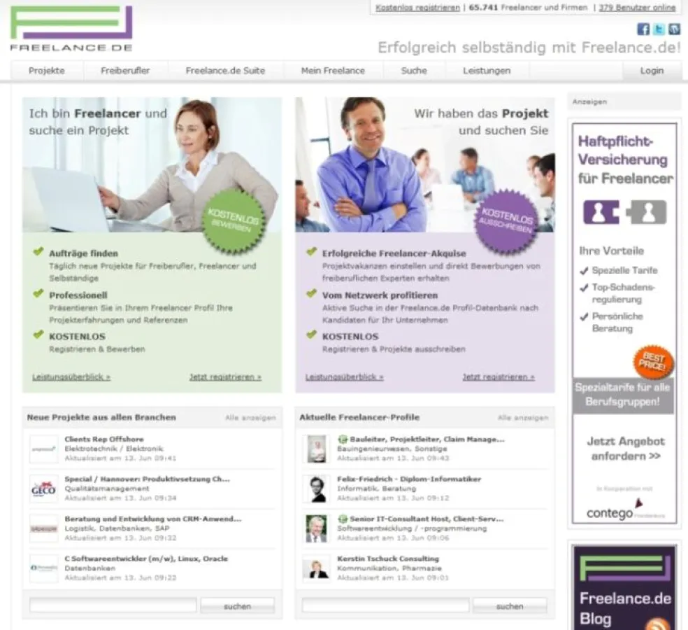 Das Projektportal freelance.de