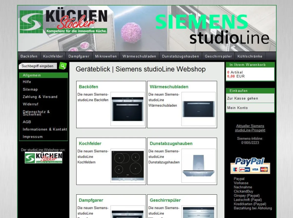 Startseite von Geräteblick.de dem Siemens studioLine-Webshop