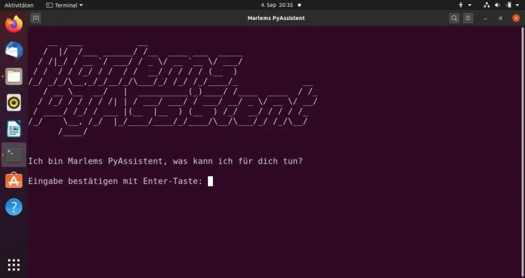 Bild: Marlems PyAssistent – eine barrierefreie Software welche Zeit spart beim Bedienen des Computers in Ubuntu