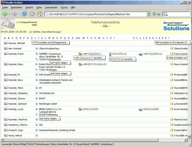 Bild: OLXCompanyPhoneList Agent: Globales Telefon- und Adressverzeichnis