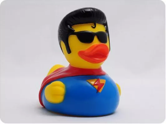 Bild: Steigende Aktien für Badeenten und Quietscheenten als kreativer Werbeartikel.