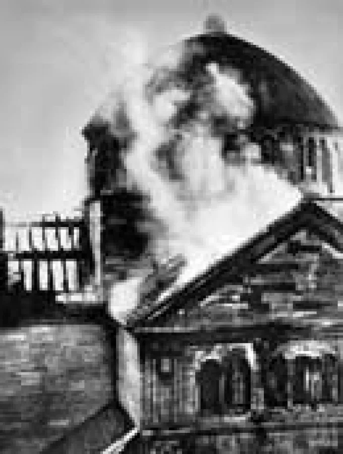 Brennende Synagoge in Nazideutschland
