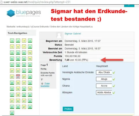 Bild: Erdkundequiz für Internet-Lernplattformen