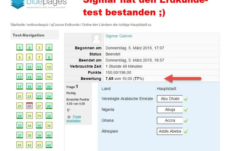 Bild: Erdkundequiz für Internet-Lernplattformen