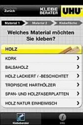 Der UHU Klebeberater für das iPhone Bild: Der UHU Klebeberater für das iPhone