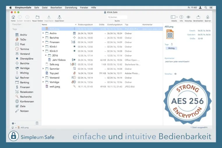 Bild: Eine neue App für Apple Macintosh macht das Verschlüsseln von Daten aller Art zum Kinderspiel.