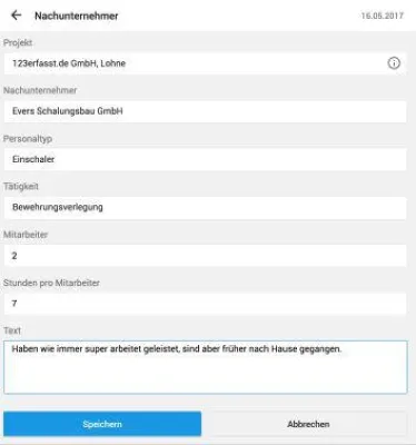 Bild: Nachunternehmerleistungen dokumentieren, Material erfassen
