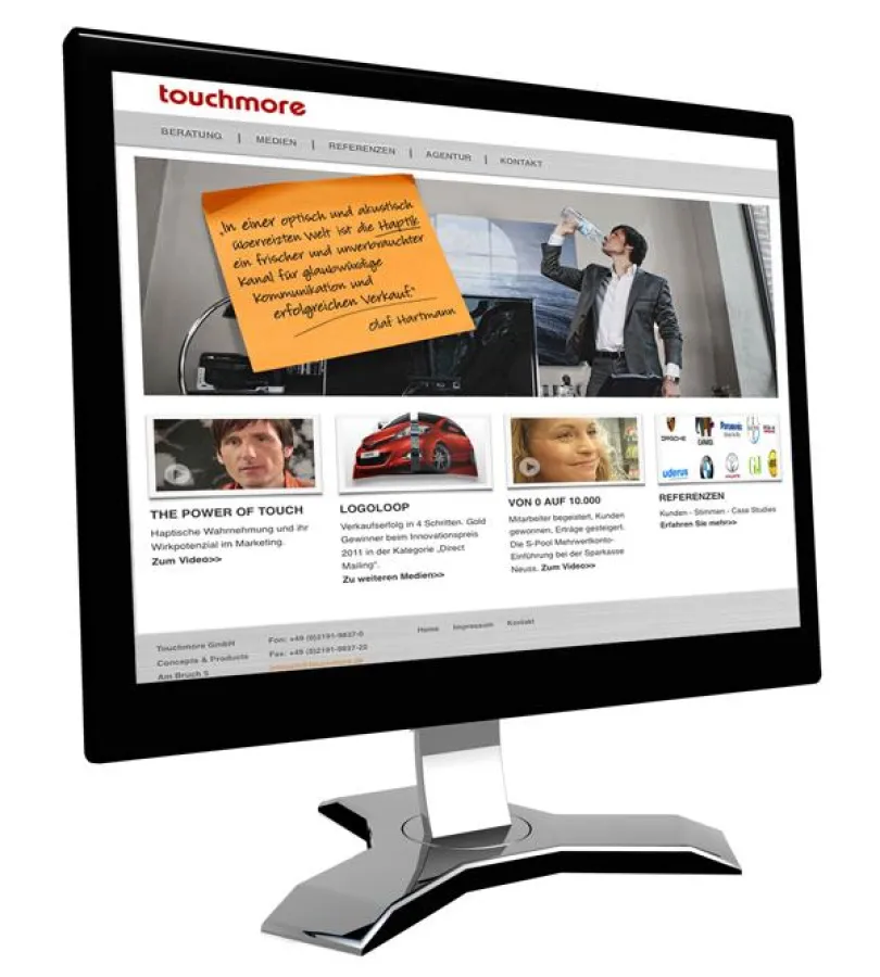 Touchmore, Agentur für haptische Verkaufsförderung und Vertriebsaktivierung, mit neuem Webauftritt