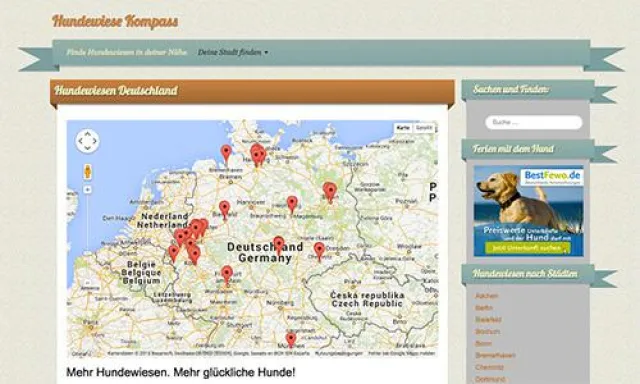 Neu: Hundewiese-Kompass – Hundeauslaufflächen in der Nähe finden Bild: Neu: Hundewiese-Kompass – Hundeauslaufflächen in der Nähe finden