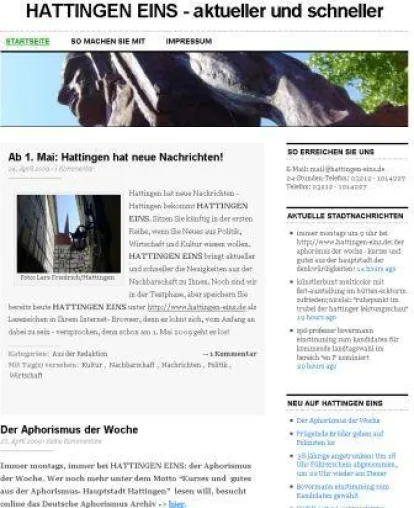 Bild: Der neue Newsblog HATTINGEN EINS informiert ab 1. Mai 2009 aktuell und schnell die Ruhr-Stadt Hattingen
