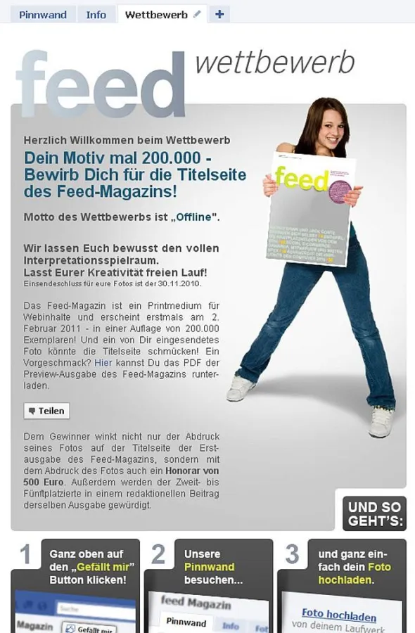Facebook Wettbewerb - Das Feed-Magazin schenkt seinen Fans die Titelseite