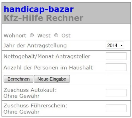 Bild: handicap-bazar stellt kostenlosen Rechner für Kfz-Hilfe zur Verfügung