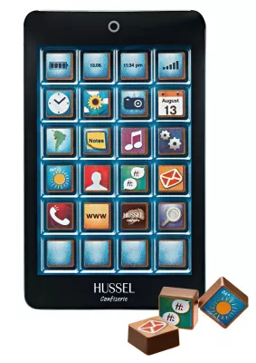 Bild: Süße Botschaften zum Anbeißen – Schoko-Pad und Schoko-Message von Hussel