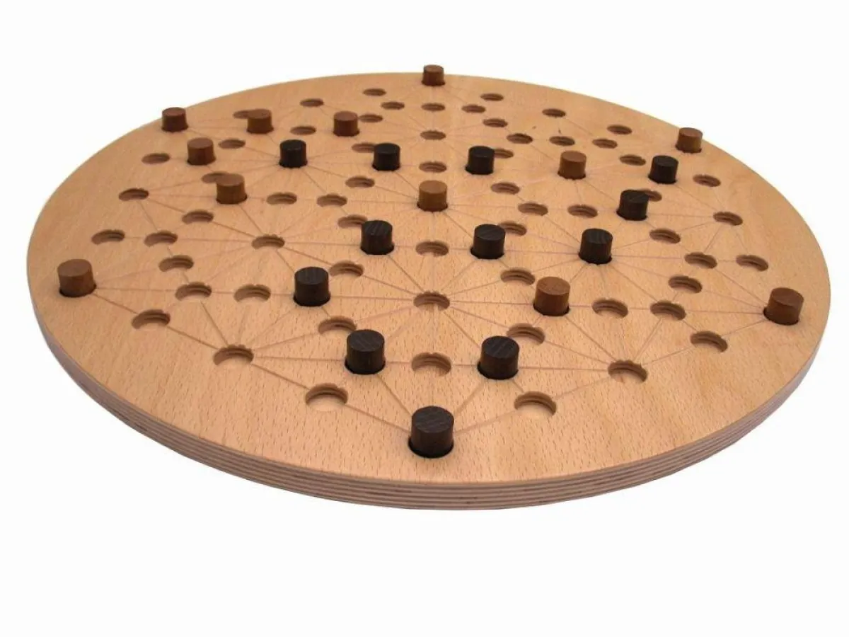 DUELL DER FORMEN classic mit Spielbrett aus Buchenholz und Spielsteinen aus einheimischen Hölzern - Birne und Akazie