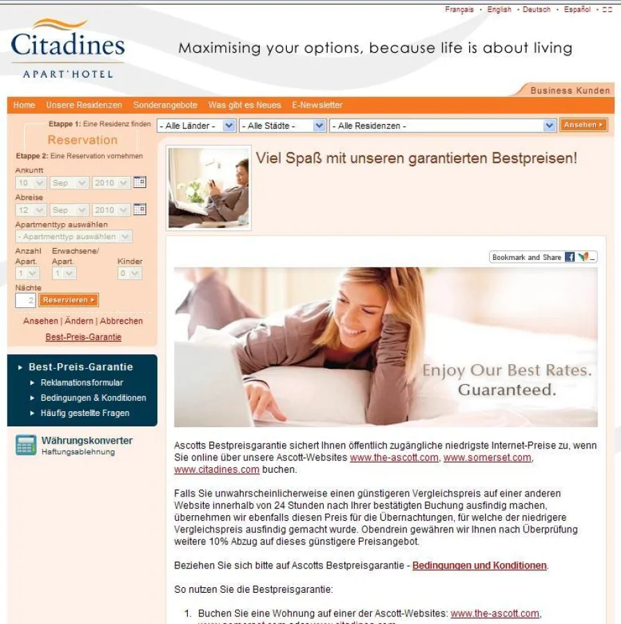 Neue Bestpreis-Garantie bei Citadines Apart'hotel