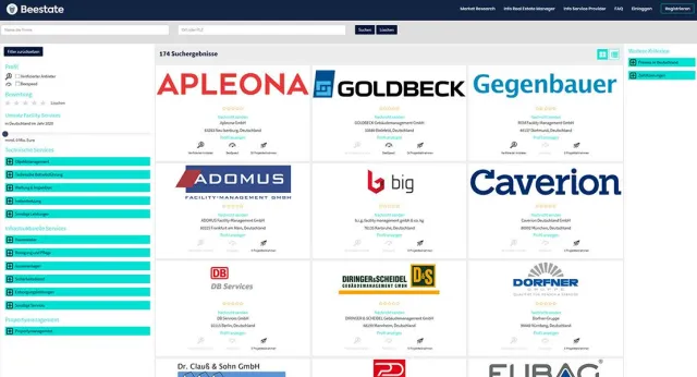 Bild: Live und interaktiv: Beestate® bietet größte Marktübersicht von FM-Dienstleistern