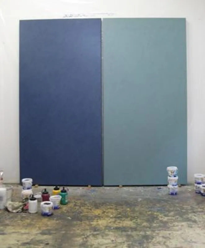 Constantin Grüning, ohne Titel, 2008, zweiteilig, Acryl auf Leinwand, 200 x 200 cm