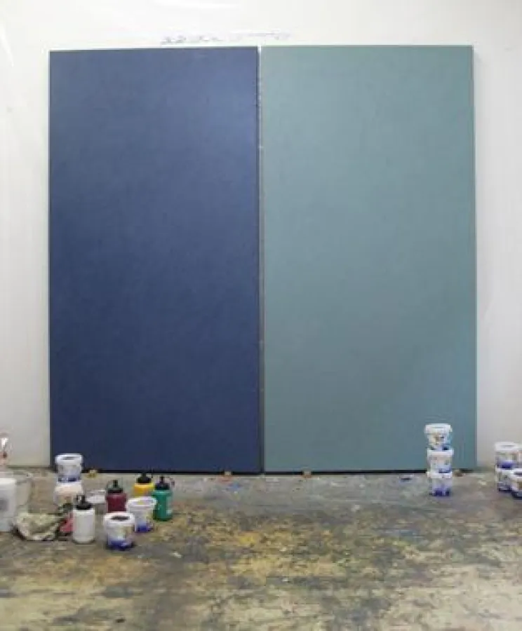 Constantin Grüning, ohne Titel, 2008, zweiteilig, Acryl auf Leinwand, 200 x 200 cm