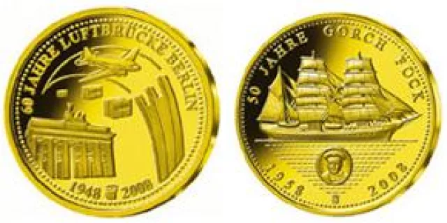 Bild: Jubiläumssatz 2008 der Münze Berlin in Gold