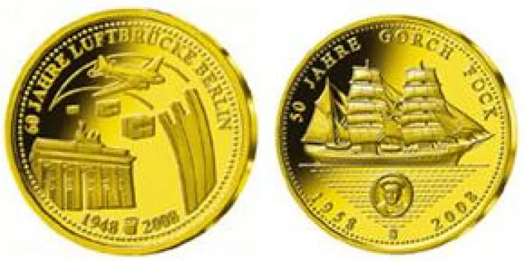 Bild: Jubiläumssatz 2008 der Münze Berlin in Gold